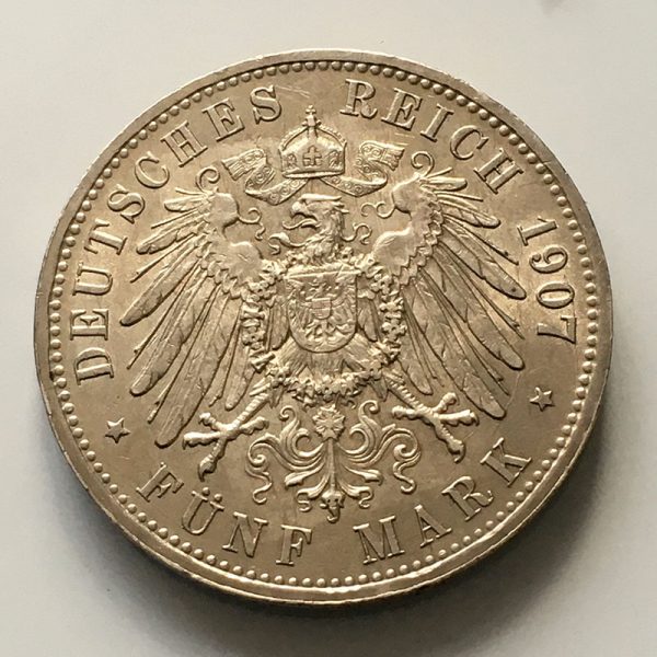 German states Prussia 5 Marks 1907