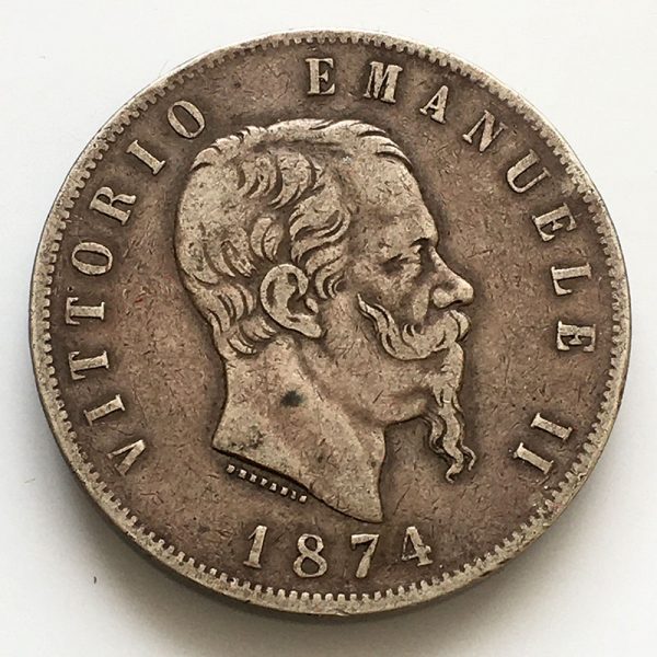 Italy 5 Lira 1874