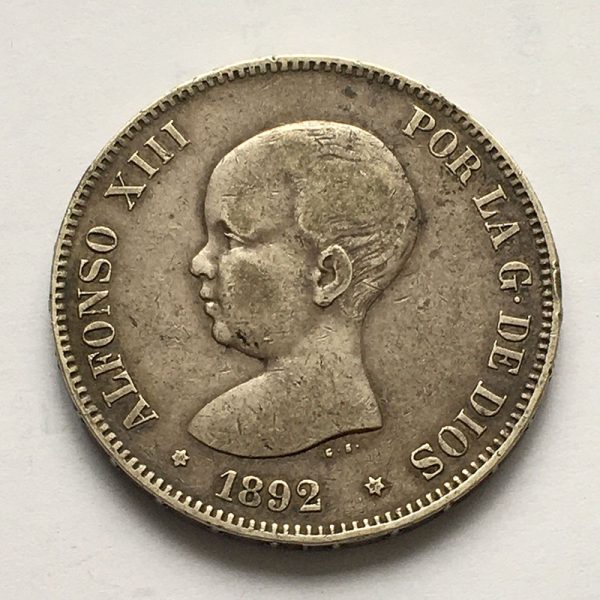 Spain 5 Pesetas 1892