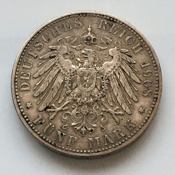 IMG_5426 German states Bavaria 5 mark 1908