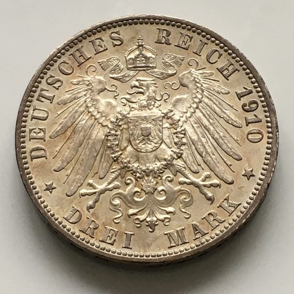 German states Wurtemburg 3 mark 1910