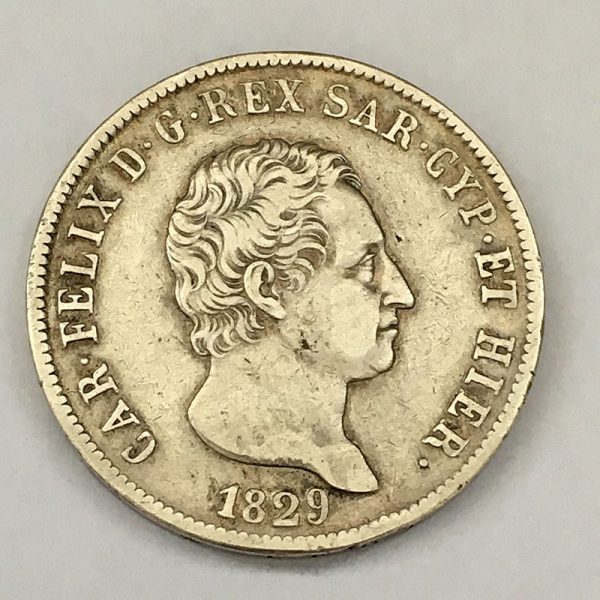 Italy Sardinia 5 Lira 1829