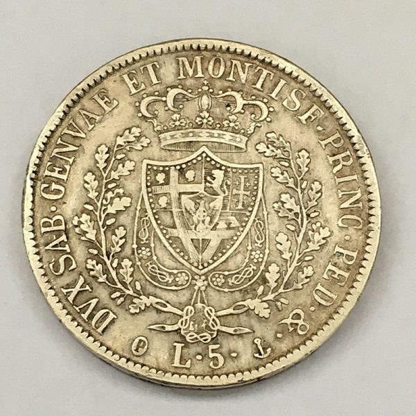 Italy Sardinia 5 Lira 1829
