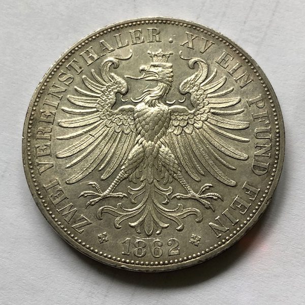German States Frankfurt Double Thaler 1862
